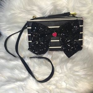Betsey Johnson Black Sequence Bow Purse